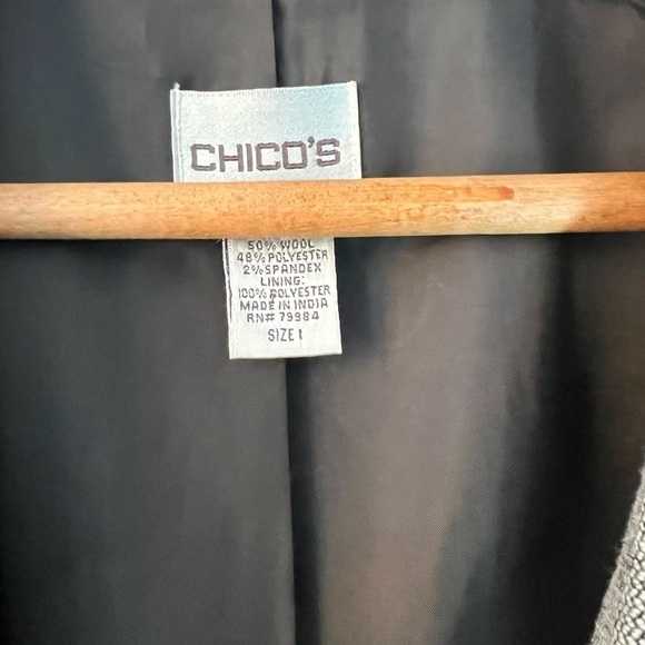 Chico’s wool blend grey blazer tweed size 1 - Picture 6 of 8